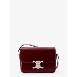Celine Women Teen Triomphe Leather Crossbody Bag With Enameled Triomphe Logo